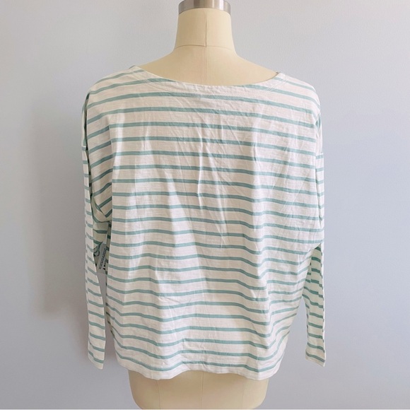 Old Navy Cropped Loose Mariner-Stripe Long-Sleeve Henley Tee- Jade- Size XXL-NWT - Picture 6 of 10